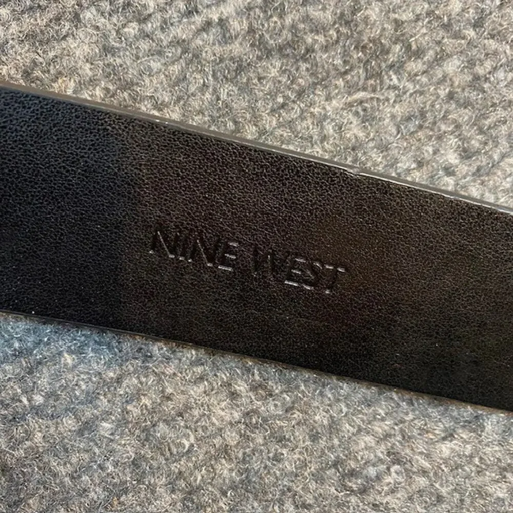 Nine West Black Faux Leather Belt Silver Square Buckle Women Small New
